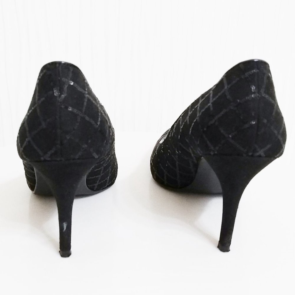 Kelly & Katie Solid Black Closed Toe Pump Heel With Sequin Design Size 9 View 5